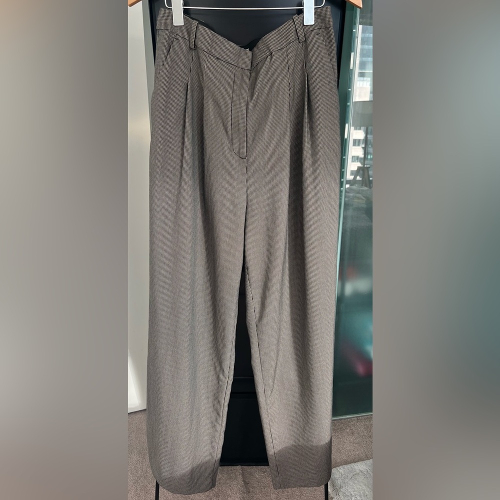 Houndstooth Wide-Leg Pants